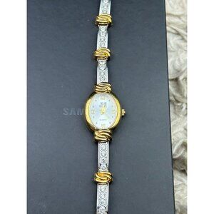 Nolan Miller Quartz Japan Movt Ladies Watch St Steel Two Tone Clear Stone